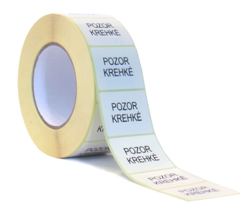 Výstražné Etikety 50x39mm Pozor Krehké -čierna- 500ks v 1 rolke