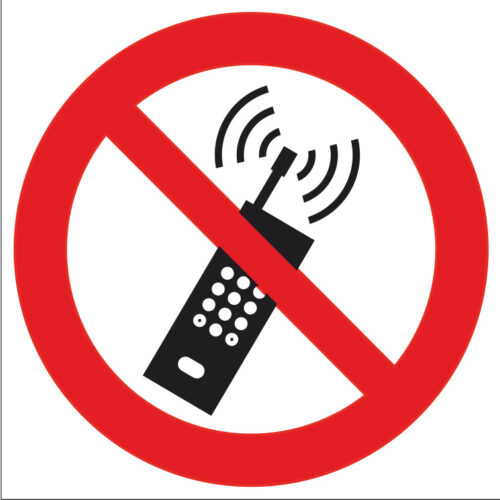 Zákaz používania mobilných telefónov samolepka